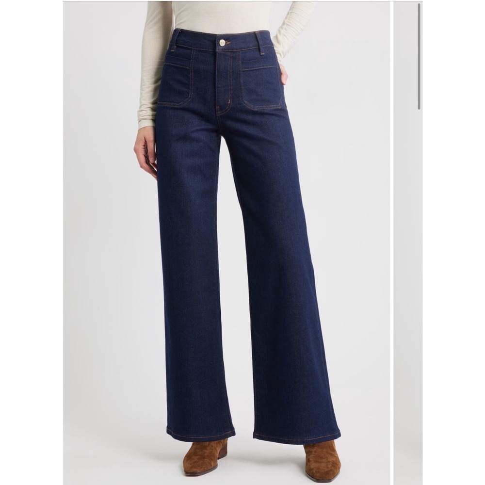 FRAME Le Slim‎ Palazzo Patch Pocket High Waist Wide Leg Jeans Dark Wash NEW 32